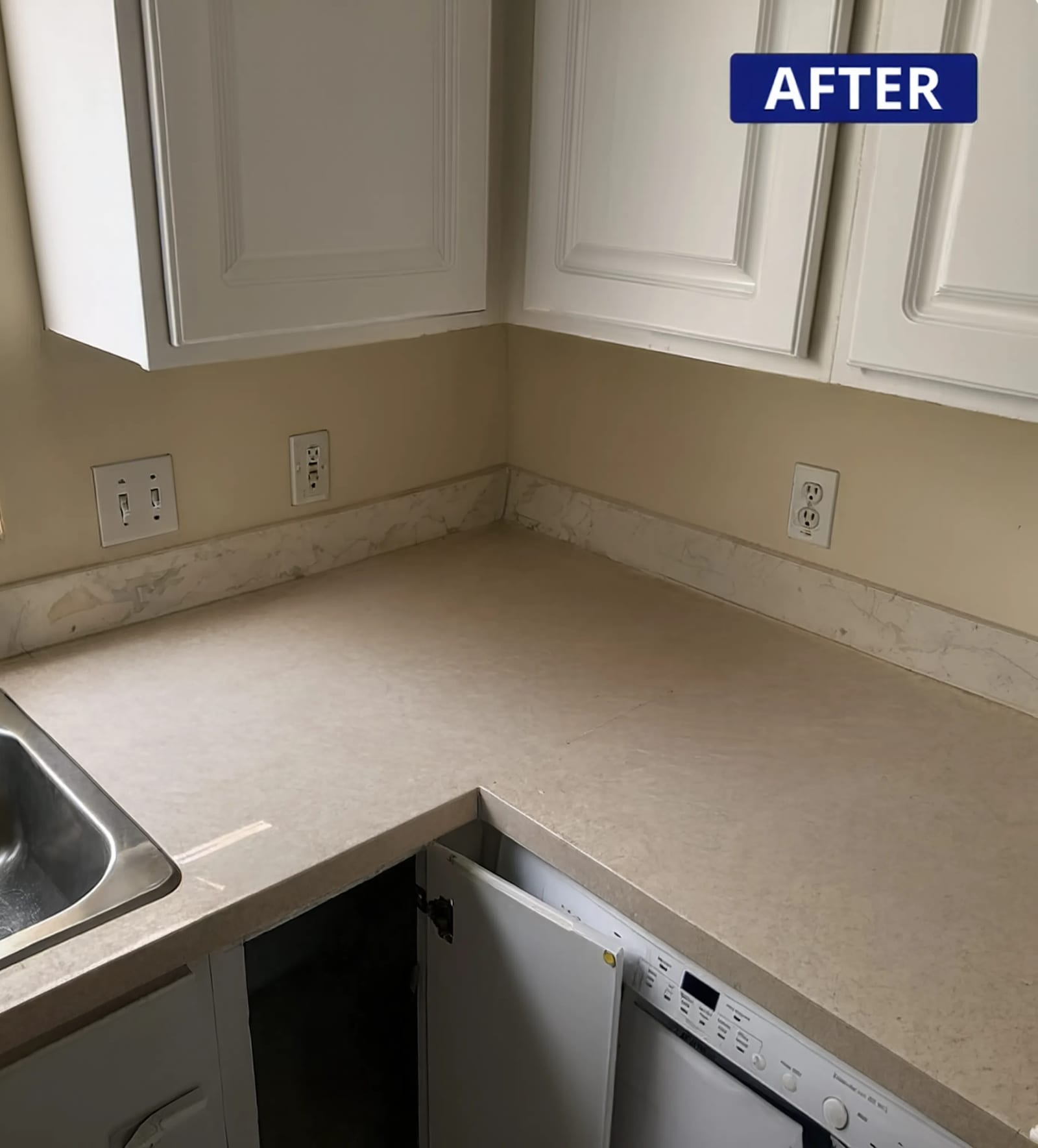 After: the same counter corner cleaned
