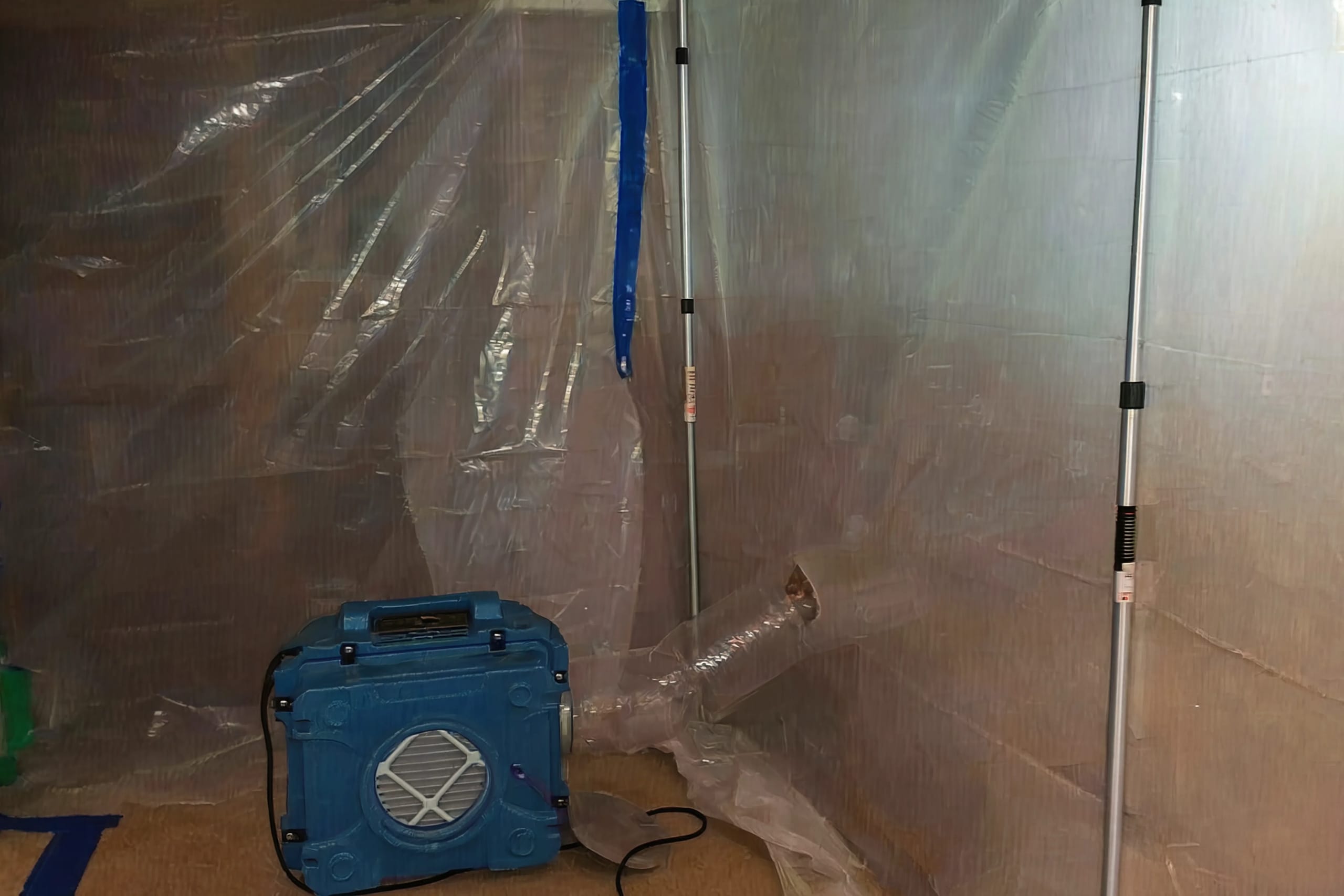 Plastic sheeting sealing off a work area